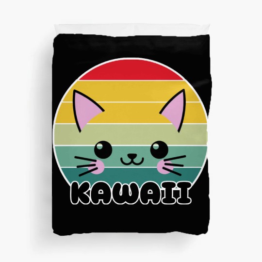 Kawaii Cat Face, Cat Lovers Duvet Covers