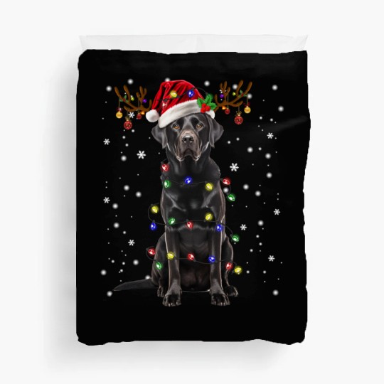 Black Lab Labrador Christmas Tree Light Duvet Covers