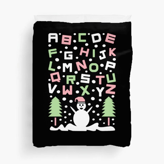 Festive Snowman with Alphabet Trees Duvet Covers