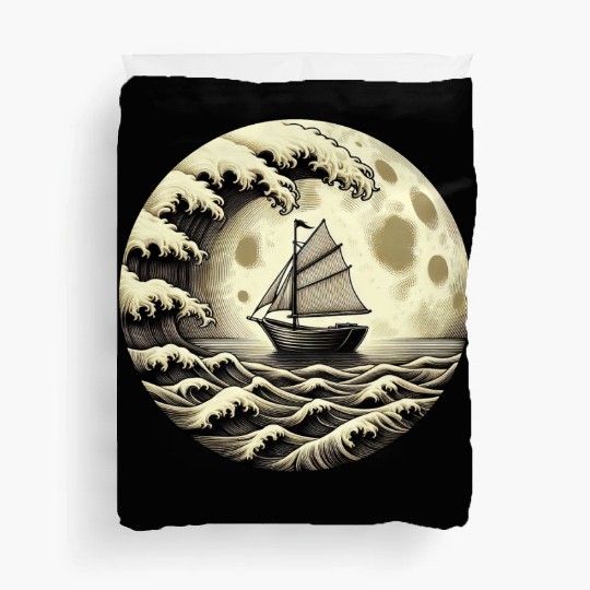 Vintage Sailboat Monohull Tsunami Storm Duvet Covers