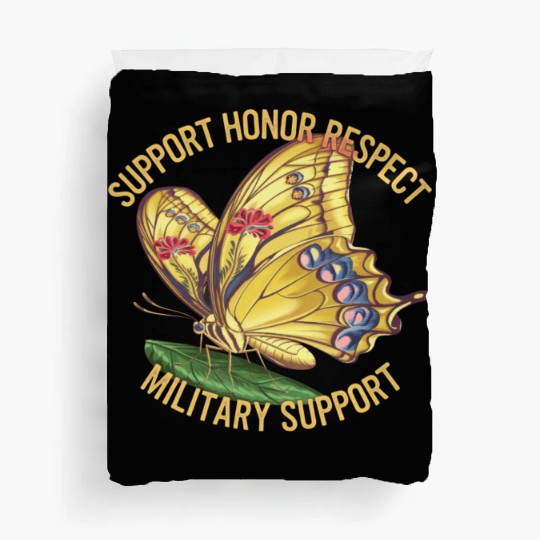 Vibrant Butterfly Design Advocating Military Duvet Covers