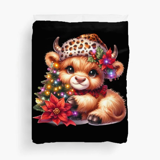 Christmas Merry Christmas For Gift Highland Cow Duvet Covers