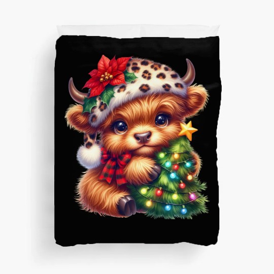 Christmas Merry Christmas For Gift Highland Cow Duvet Covers