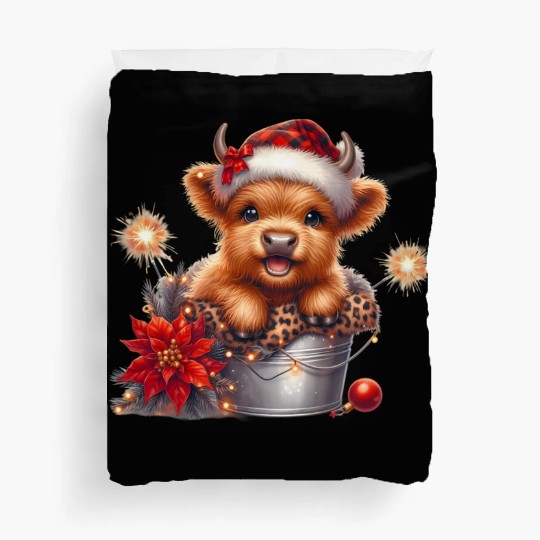 Christmas Merry Christmas For Gift Highland Cow Duvet Covers
