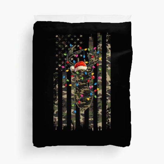American Flag Christmas Camo Hunting Reindeer Xmas Duvet Covers
