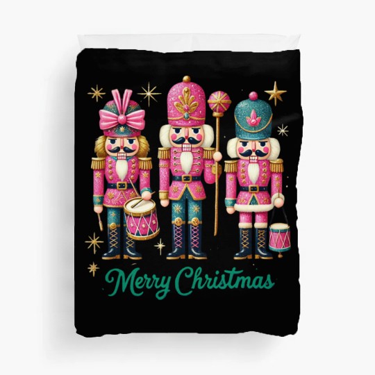 Glitter Nutcracker Friends, Merry Christmas Duvet Covers