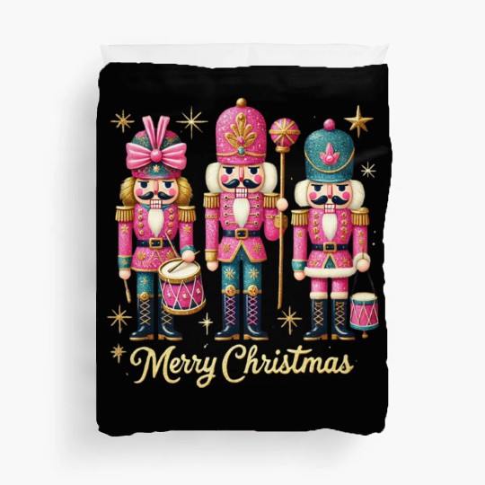 Glitter Nutcracker Friends, Merry Christmas Duvet Covers