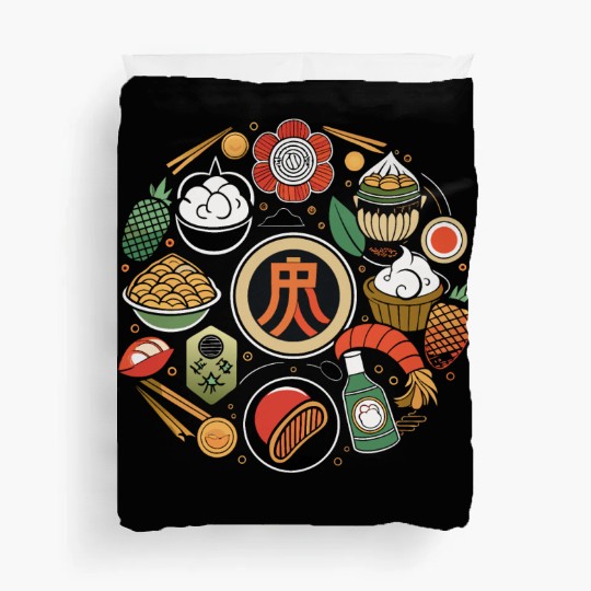 Japanese Cuisine Circle Retro Design Duvet Covers