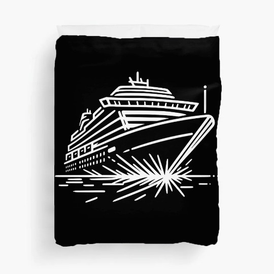 Minimalistic Vector Cruise Ship path6 Duvet Covers