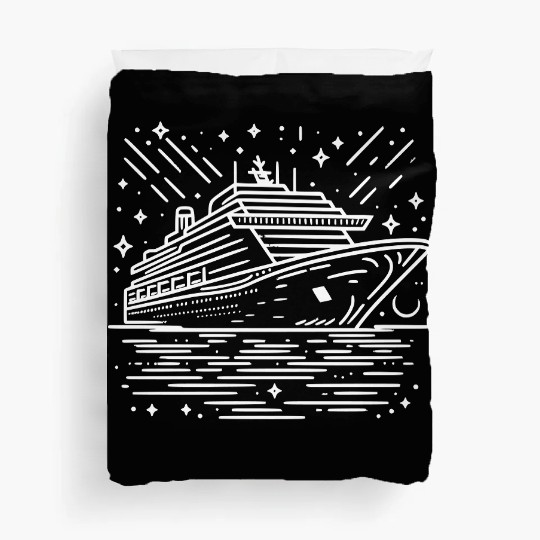 Minimalistic Vector Cruise Ship path4 Duvet Covers