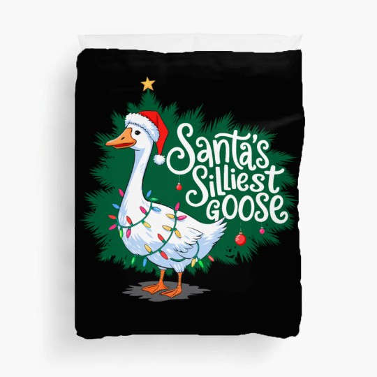 Santa s silliest goose Funny Christmas Family Duvet Covers