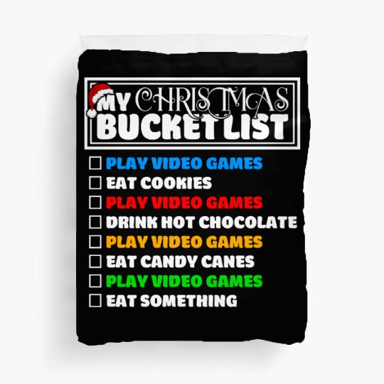 Christmas Bucket List Video Games Xmas Gamer Duvet Covers