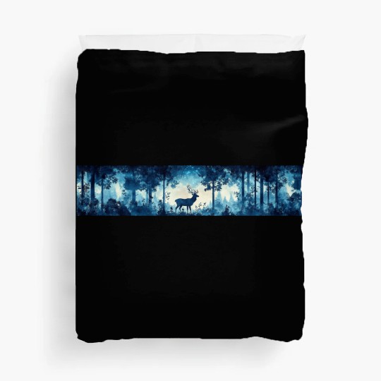 Celestial Deer in the Indigo Forest Duvet Covers