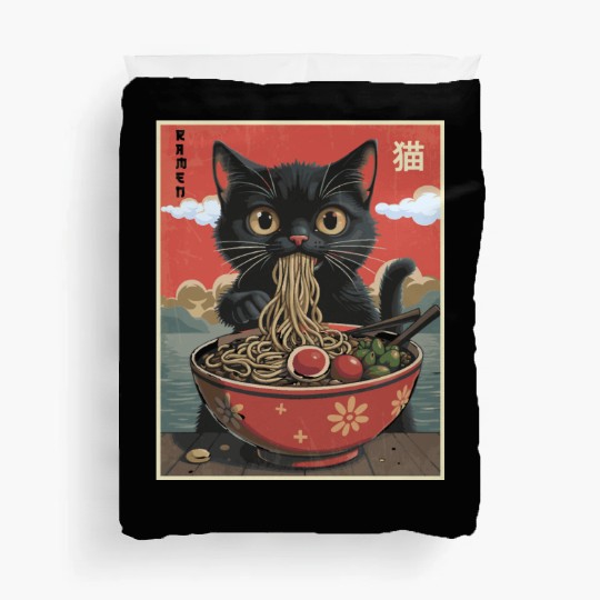 Cat Ramen Japanese Duvet Covers