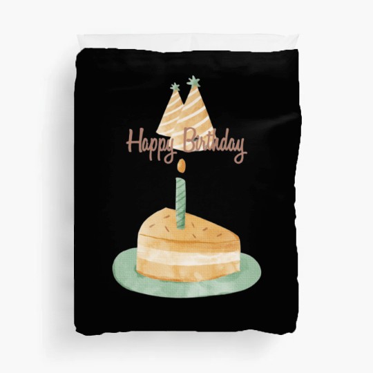 card neutral pale watercolor style birthday Duvet Covers