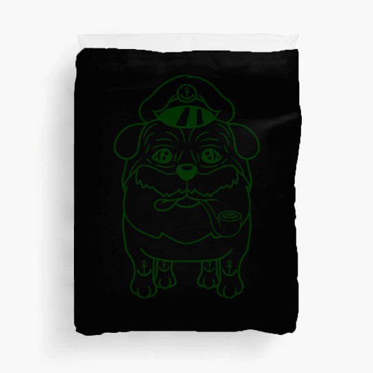 Old Pug Dog Captain Funny Cute Cool Cartoon Comic Duvet Covers