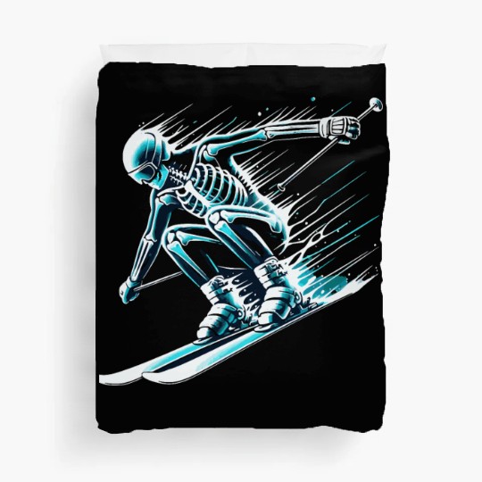 Skiing Skeleton Speed Thrill Adventure Duvet Covers