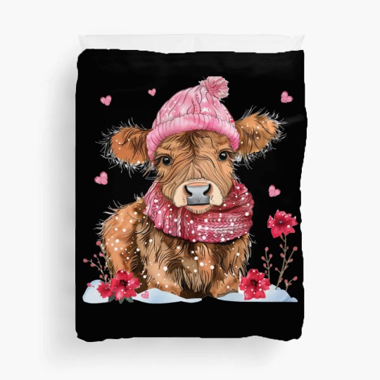 Cute Highland Cow Valentines Day Duvet Covers