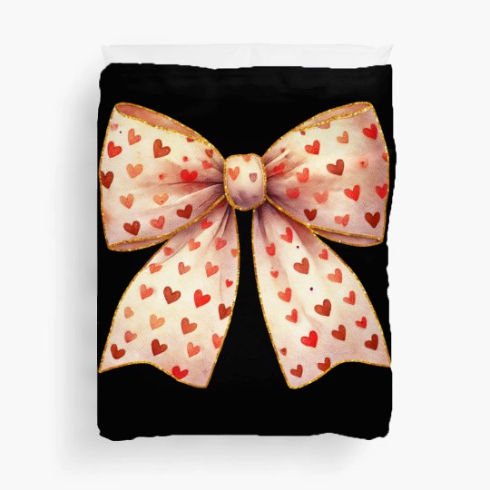 White Bow Heart, Retro Valentine Duvet Covers