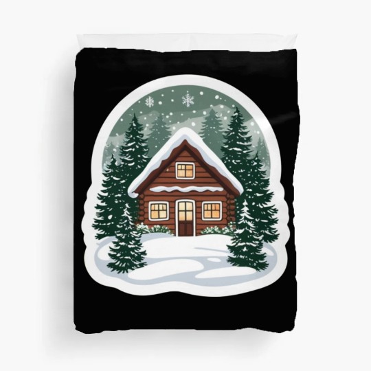 Cozy Cabin in Winter Wonderland Duvet Covers