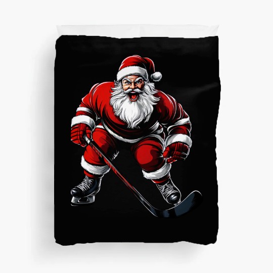 Ice hockey player Santa Claus Duvet Covers