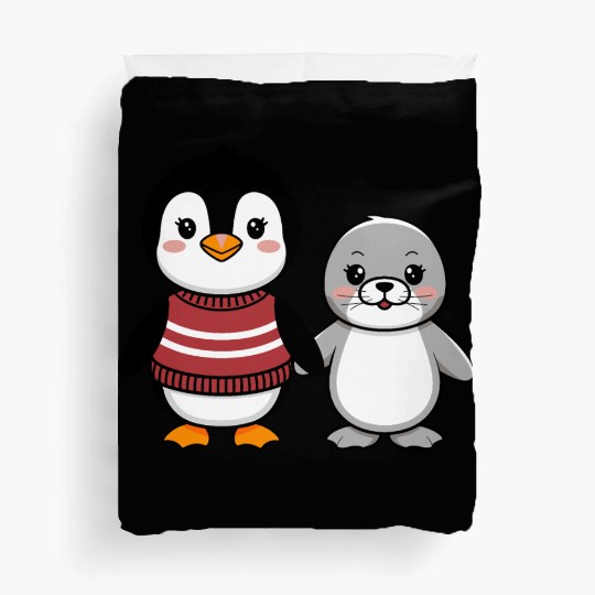 Cute Penguin and Seal Best Buddies Friends Duvet Covers