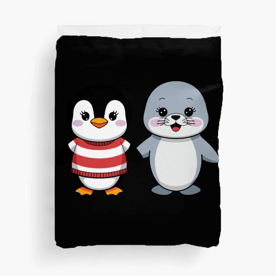 Penguin and Seal Friends Duvet Covers