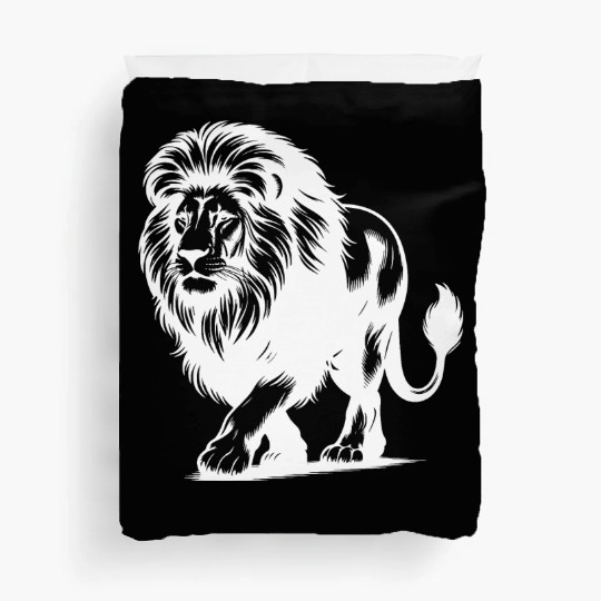 Lion With Mane Large African Cat Of Prey Duvet Covers