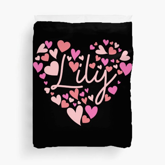 I love Lily hearts in Green Duvet Covers