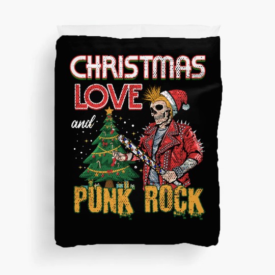 Rocky Christmas: Santa Claus Concert In Punk Rock Duvet Covers