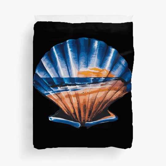 Seashell Beach Scene Serene Ocean Landscape Duvet Covers