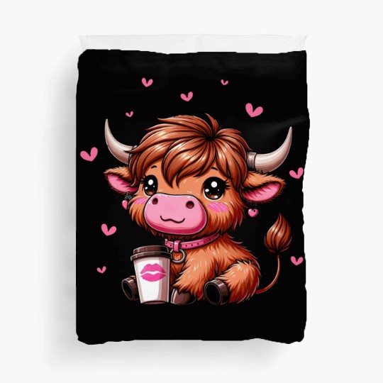 Highland Cow Valentines Duvet Covers
