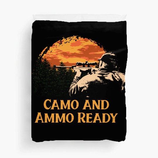 Camo and Ammo Ready Hunting Shotgun Hunter Shootin Duvet Covers