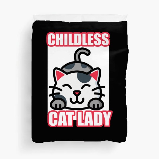 childless cat lady Duvet Covers