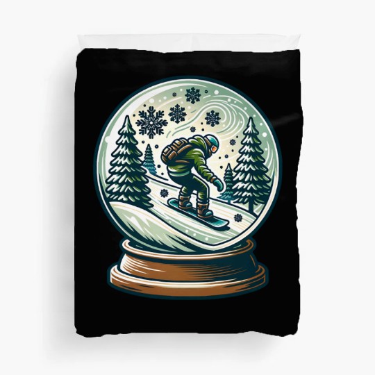Snowboarding Adventure in Winter Wonderland Duvet Covers