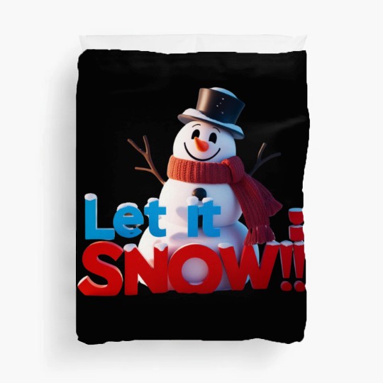 Let It Snow! Festive Cartoon Snowman Winter Design Duvet Covers
