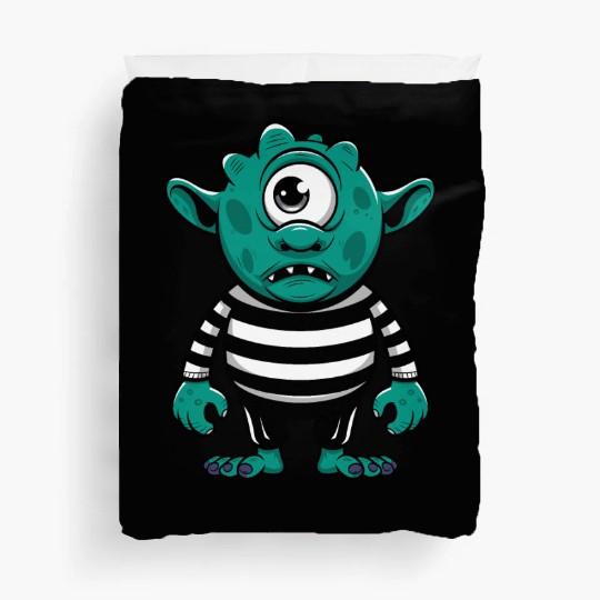 Green Ogre With One Eye Duvet Covers