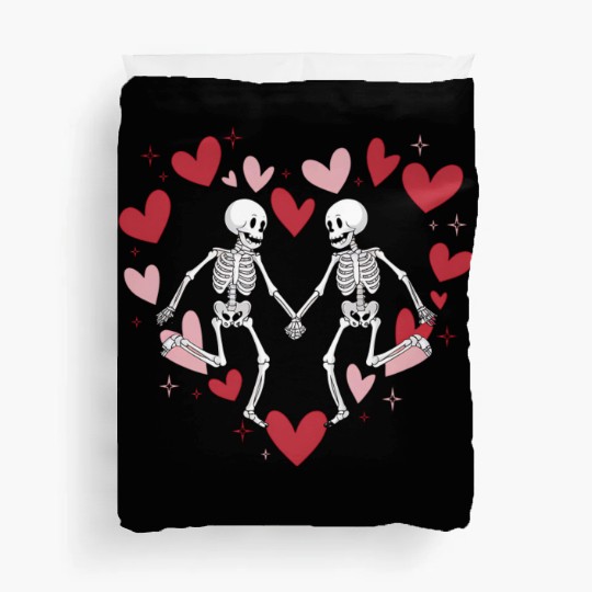 Coquette Valentine Dancing Skeleton Duvet Covers