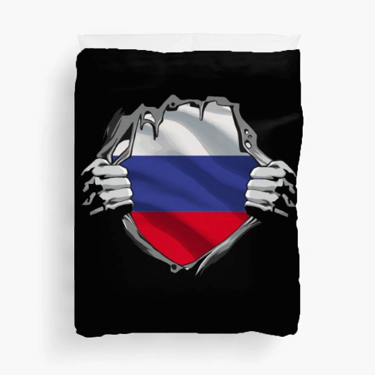 Russian Flag Breaking Through Design Duvet Covers