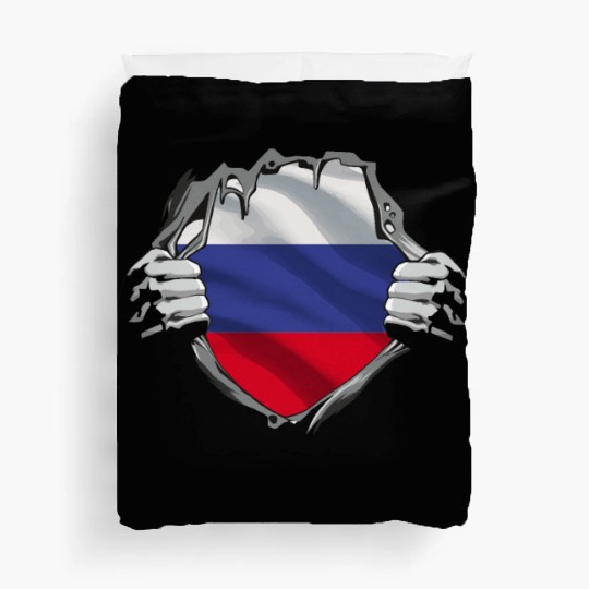 Russian Flag Breaking Through Design Duvet Covers