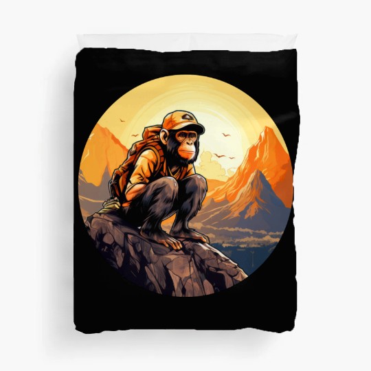 Monkey hiking / mountaineering monkey Duvet Covers
