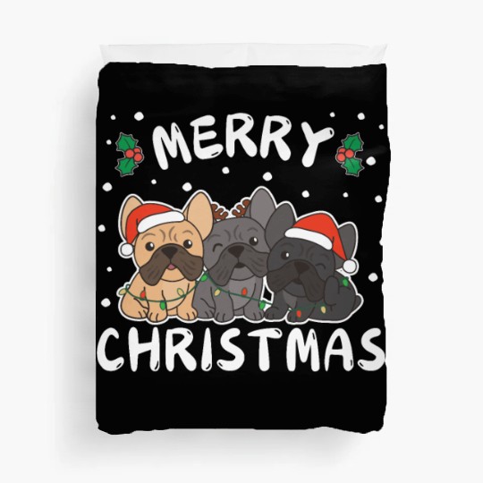 Merry Christmas Cute French Bulldog Festive Duvet Covers