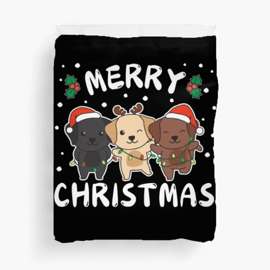 Merry Christmas Cute Labrador Festive Lights Duvet Covers