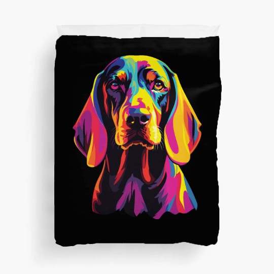 Watercolor Colorful Black And Tan Coonhound Duvet Covers