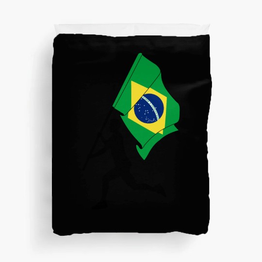 Brazil flag man running Duvet Covers
