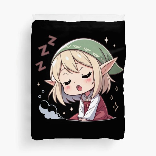 Sleepy Sprite: Cute Elf Napping So Lovingly Duvet Covers