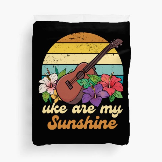 Uke Are My Sunshine Retro Vibes Hibiscus Duvet Covers