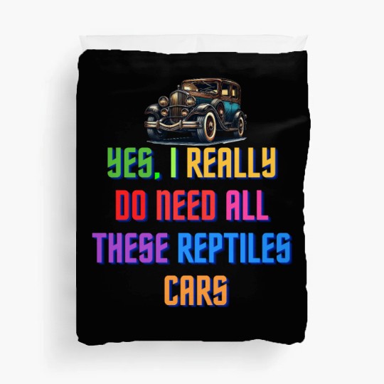 Quirky Car and Reptile Enthusiast Humor Duvet Covers