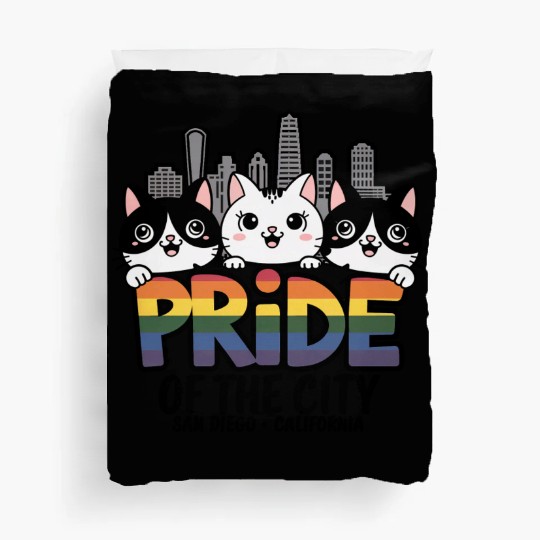Pride of San Diego City California USA Rainbow Fla Duvet Covers