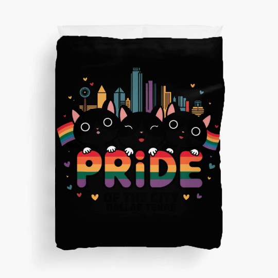 Pride of Dallas City Texas USA Rainbow Flag Duvet Covers